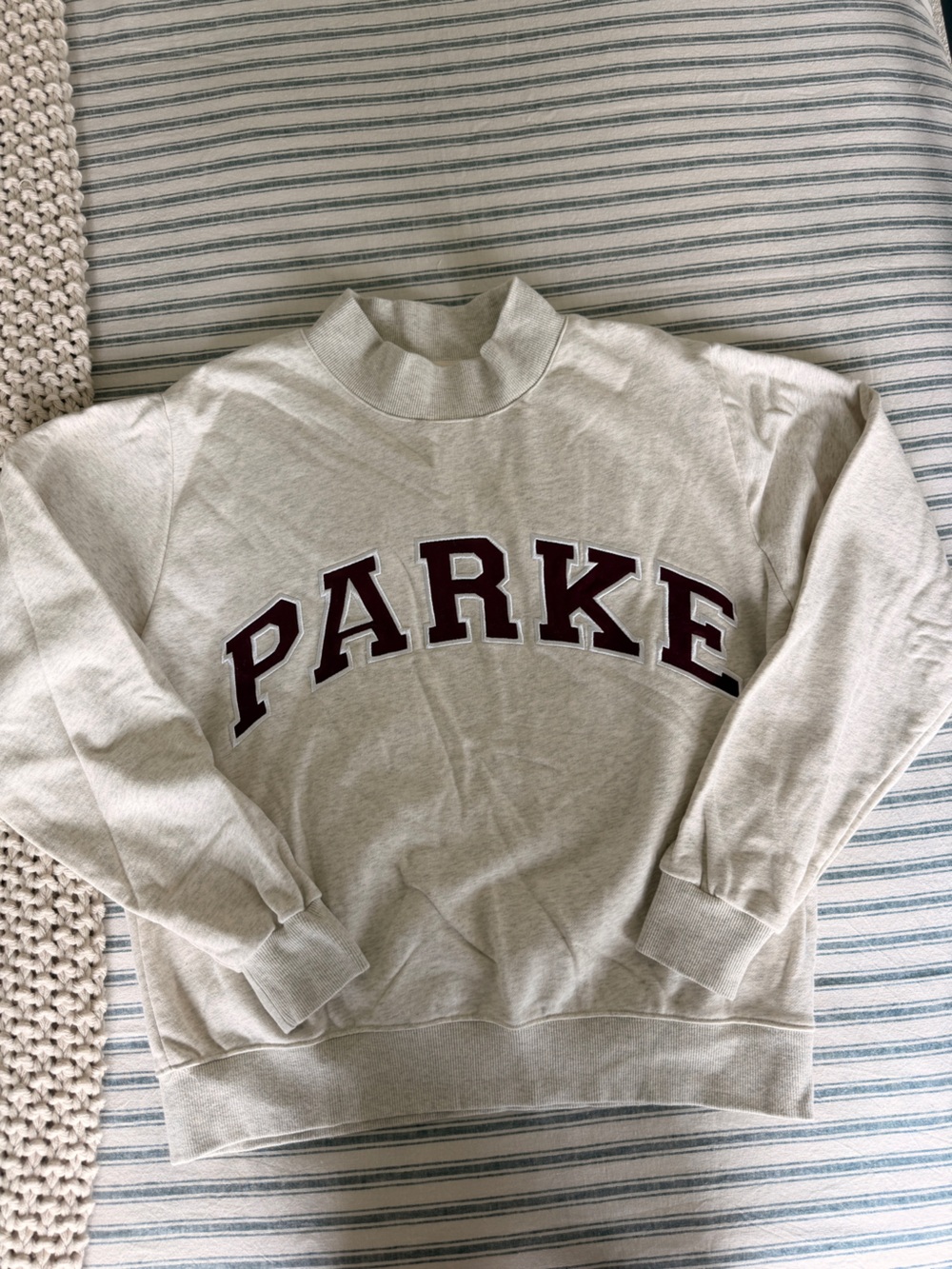Parke mock neck heather grey/marroon NWOT